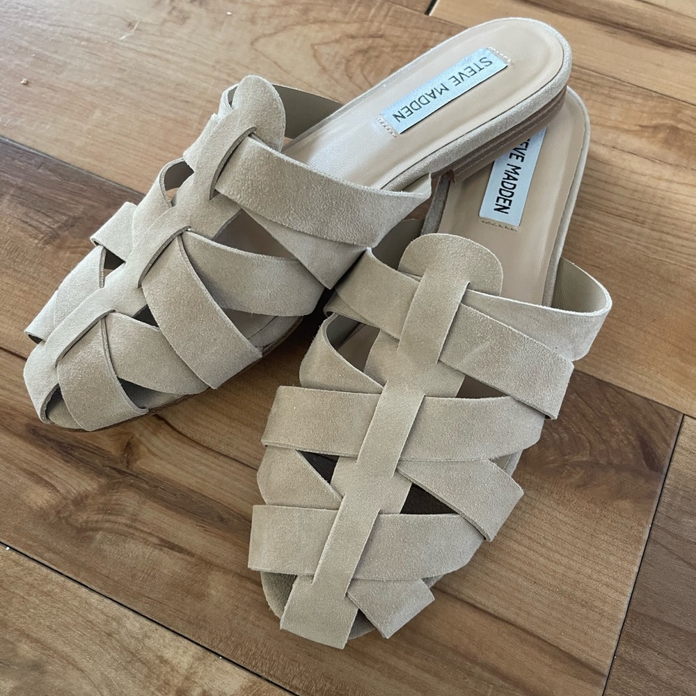 Steve Madden Women's Cream Woven Mules